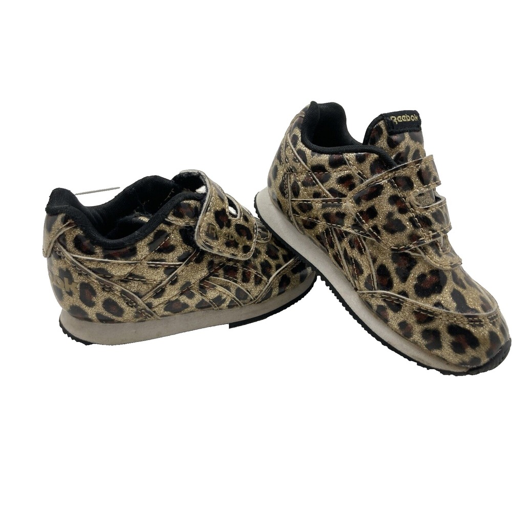 Reebok Glitter Cheetah Toddler Tennis Shoe Easy close strip Size 6‎